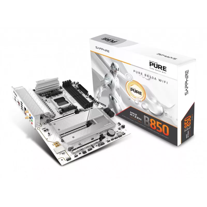 Mainboard Sapphire PURE B850A WIFI7 ATX — B850-Chipsatz, Wi‑Fi 7, DDR4-Unterstützung