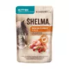 Nassfutter Katze SHELMA Kitten Lachs & Truthahn in Sauce 4×85 g Beutel, getreidefrei, Alleinfuttermittel