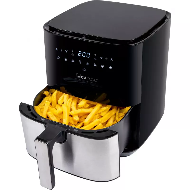 Clatronic FR 3782 H, Heißluftfritteuse, 5 l, 80 °C, 200 °C, Einzelbild, Schwarz, Edelstahl