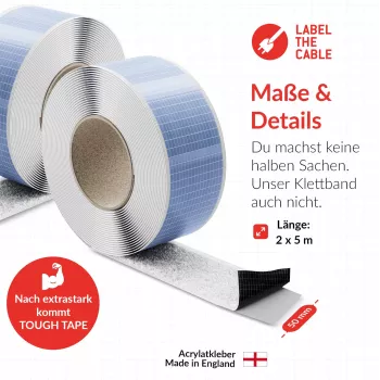 Kabelband Label the Kabel LTC 1620-5-50 — Klettband-Rolle 5 m × 50 mm, weiß