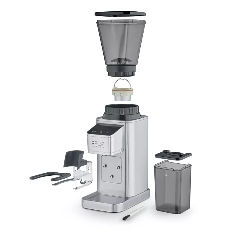 Caso Kaffeemühle | Barista Chef Edelstahl | 150 W | Kaffeebohnenkapazität 250 g | Tassenanzahl 12 Stück | Edelstahl