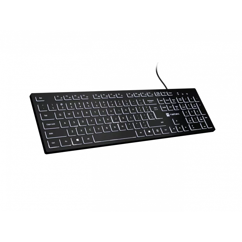 Kabelgebundene Tastatur NATEC HERRING GLOW US-Layout mit weißer Hintergrundbeleuchtung
