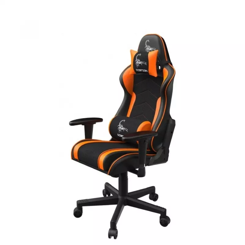 Gaming-Stuhl GEMBIRD GC-SCORPION-04X schwarz-orange ergonomisches Design, verstellbarer Sitz, hohe Rückenlehne
