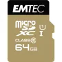 EMTEC Gold+ - Flash-Speicherkarte (SD-Adapter inbegriffen) - 64 GB - Class 10 - microSD - Gold (ECMSDM64GXC10GP)