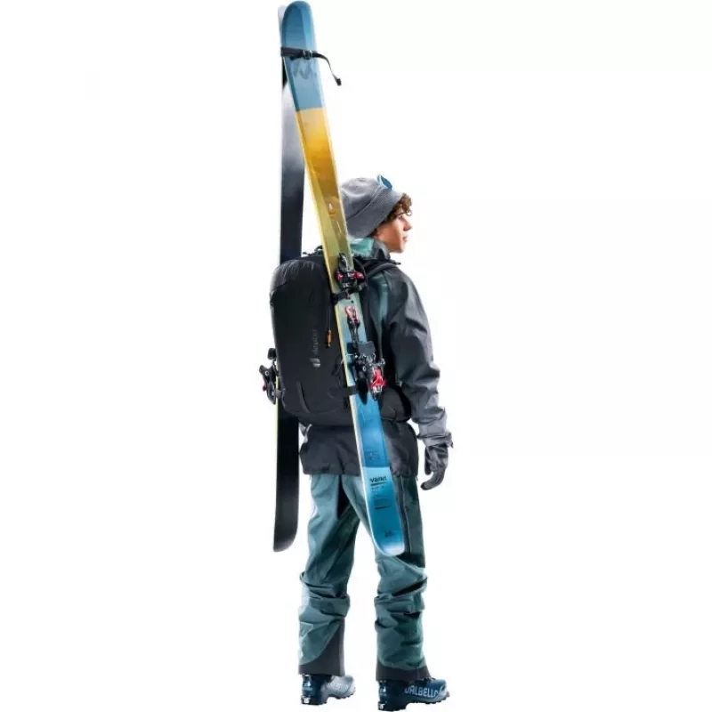 Rucksack DEUTER Freerider Pro 34+ — technischer Freeride-Skitourenrucksack, 34 L, schwarz, Helmhalterung, Hüftgurt