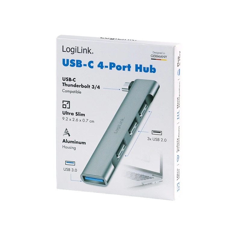 LogiLink USB 3.2 Gen1 Hub 4-Port USB-C 1x USB3.0 AF 3x USB2.0 AF UA0437