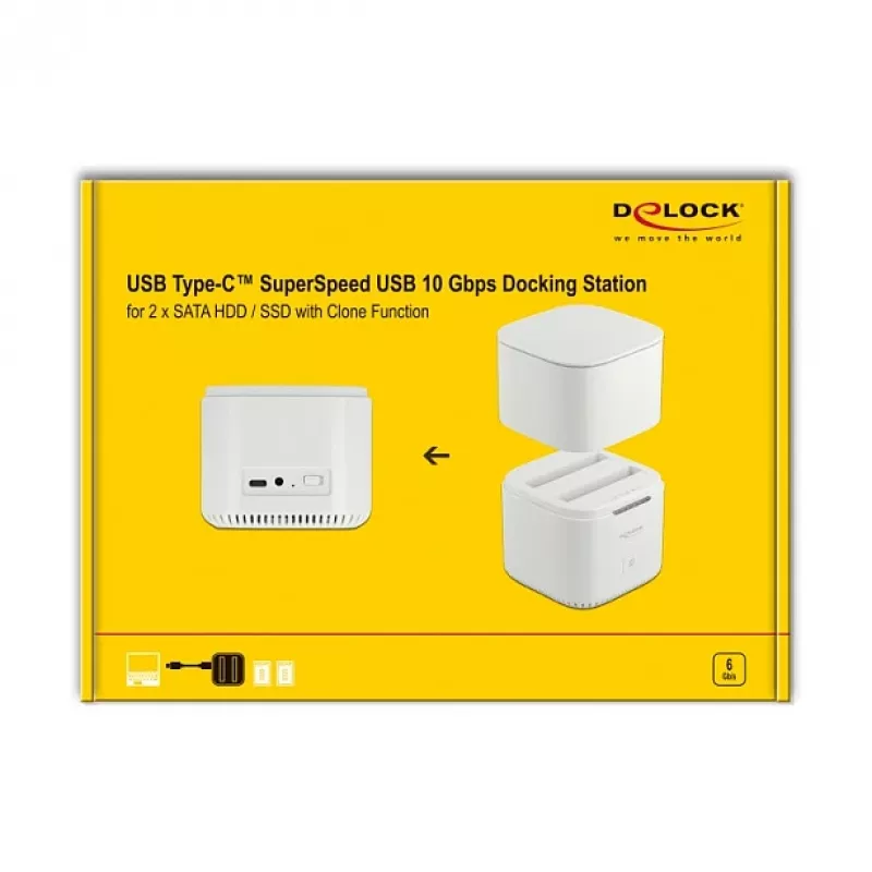 Docking-Station DeLOCK USB Type-C™ 3.2 für 2 x 2,5-Zoll-SATA-Festplatten/SSDs