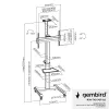 Boden-TV-Ständer Gembird TVS-70T-02 für 37 Zoll–70 Zoll Bildschirme, max. 70 kg, VESA 200x200–600x400, neigbar ±5°/−12°, höhenverstellbar, Rollen, Kabelmanagement