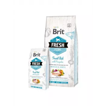 Trockenes Hundefutter Brit Fresh Fish with Pumpkin Adult Large Muscles & Joints 12 kg, Protein 26% Fett 14% getreidefrei