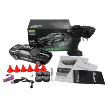 Amewi Drift Car 21110 4WD 1:20 RTR Schwarz – funkgesteuertes Driftauto, 4-Rad-Antrieb, Maßstab 1:20