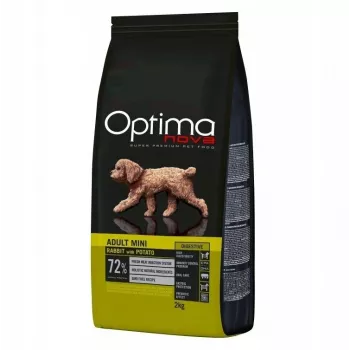 Trockenfutter für Hunde Optimanova Adult Mini Digestive Rabbit with Potato 2 kg – kleine Rassen, Unterstützung der Verdauung