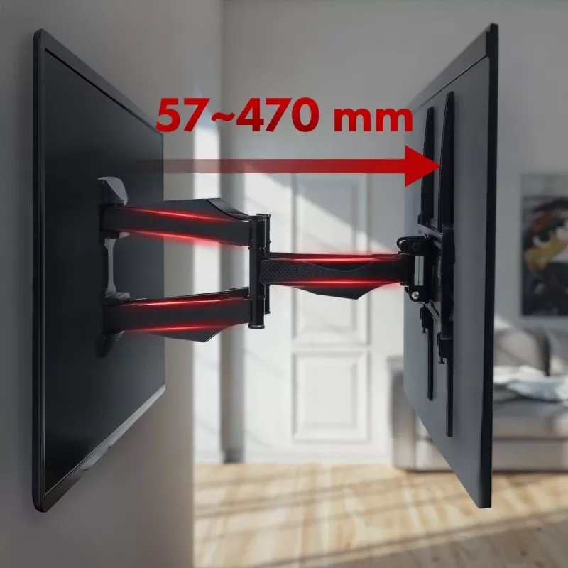 Wand-TV-Halterung MACLEAN MC-781 für Bildschirme von 66–177,8 cm (26–70 Zoll), neigbar -12–2°, VESA 100x100–400x400, max. Belastbarkeit 45 kg, schwarz
