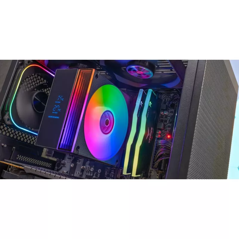 Luftkühler TACENS Mars Gaming MCPU-LCD, 120-mm-Lüfter, TDP 300 W, unterstützt LGA1700/1200/115x/1366 und AM4/AM5, schwarz