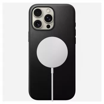 Handyhülle Nomad NM01693185 für Apple iPhone 16 Pro Max, Leder/TPU/PC, schwarz, passend für 17,5 cm (6,9 Zoll) Bildschirm
