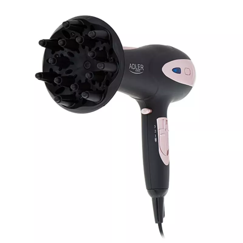 Adler | Haartrockner | AD 2248b ION | 2200 W | Anzahl der Temperatureinstellungen 3 | Ionenfunktion | Diffusoraufsatz | Schwarz/Rosa