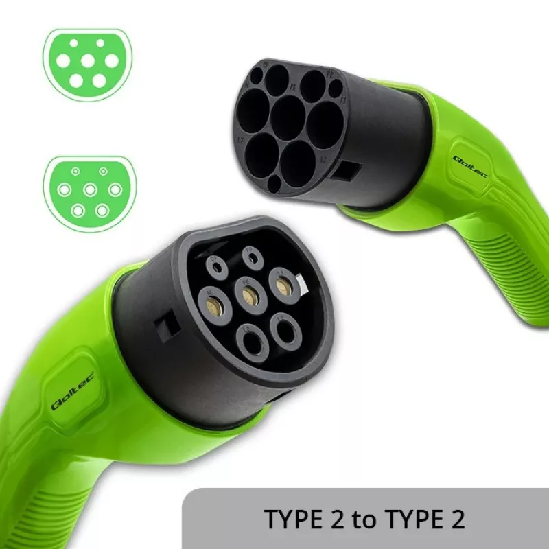Qoltec 52473 EV-Kabel Typ 2 zum Laden von Fahrzeugen | 400V | 11kW | 16A | 5m