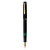 Pelikan M200, Schwarz, Gold, Integriertes Füllsystem, Harz, Gold, Italic-Feder, Gold, Edelstahl