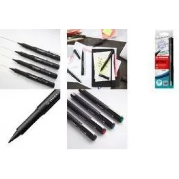 Fineliner STABILO dr!ver Medium Schwarz Blau Grün Rot 4 Stück