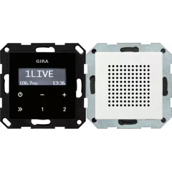 Funkwecker Gira Clock 228027 Digital FM 87,5–107,9 MHz, digitaler Tuner, Wand-/Tischmontage