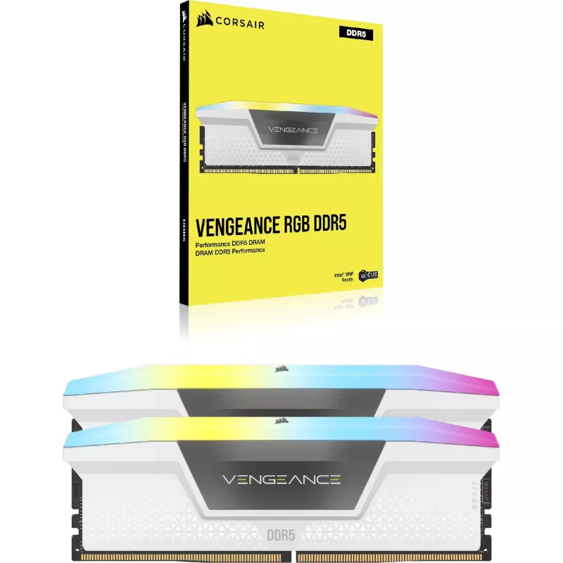 Corsair Vengeance RGB CMH64GX5M2B6000Z30W, 64 GB, 2 x 32 GB, DDR5, 6000 MHz, 288-pin DIMM, Weiß