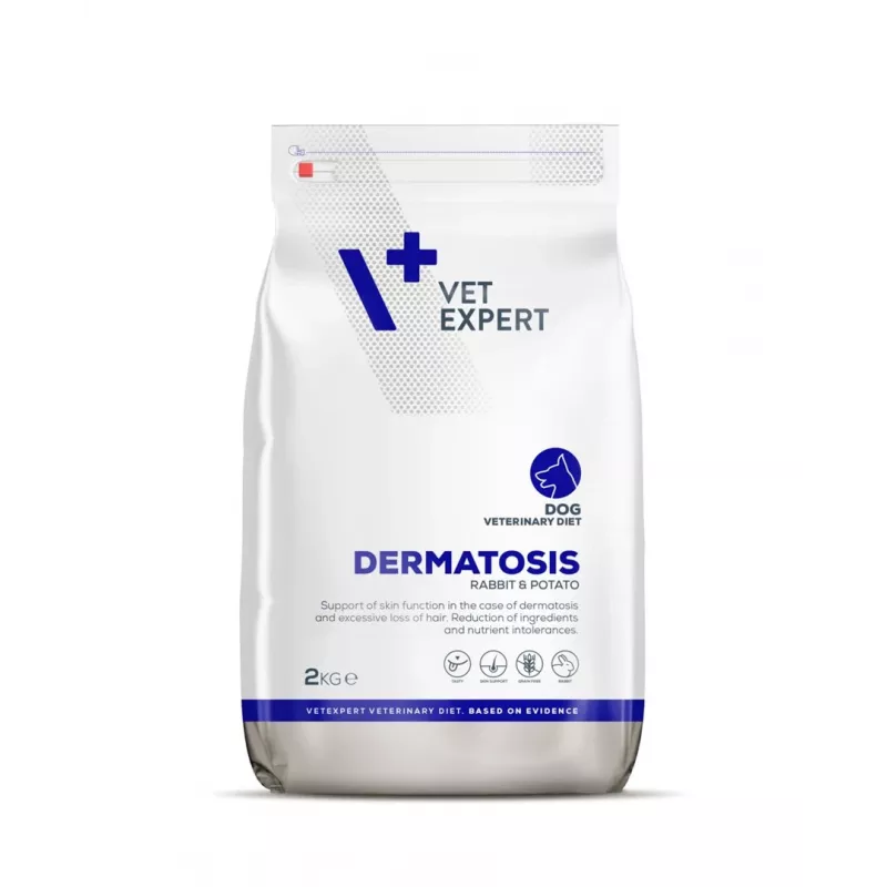 Trockenfutter für Hunde VETEXPERT Veterinary Diet Dermatosis Kaninchen & Kartoffel 2 kg — ausgewachsene Hunde, Monoprotein, getreidefrei/glutenfrei/sojafrei