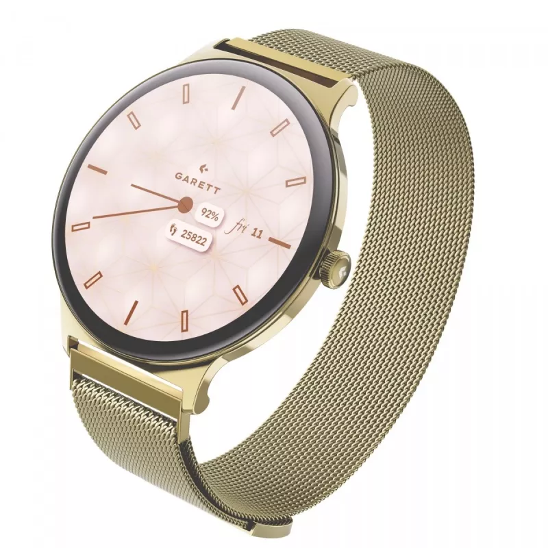 Smartwatch Garett Verona 2 Gold Mesh mit Bluetooth und Herzfrequenzmesser