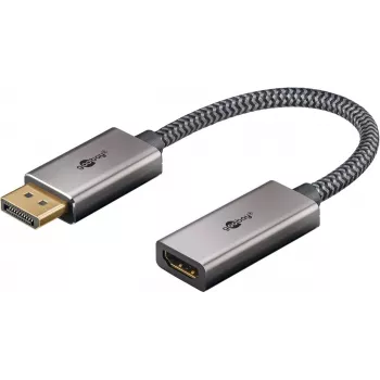 Plus DisplayPort auf HDMI Adapterkabel, 4K @ 60Hz (Grau, 20 cm, 32 Gbit/s)