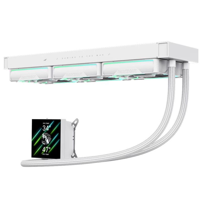 Gamemax | CPU-Flüssigkeitskühler | HAILSTORM 360 LCD | Weiß