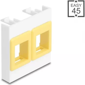 Montagerahmen DELOCK Easy 45 Modul 2x Keystone-Halter 45×45 mm weiß/gelb