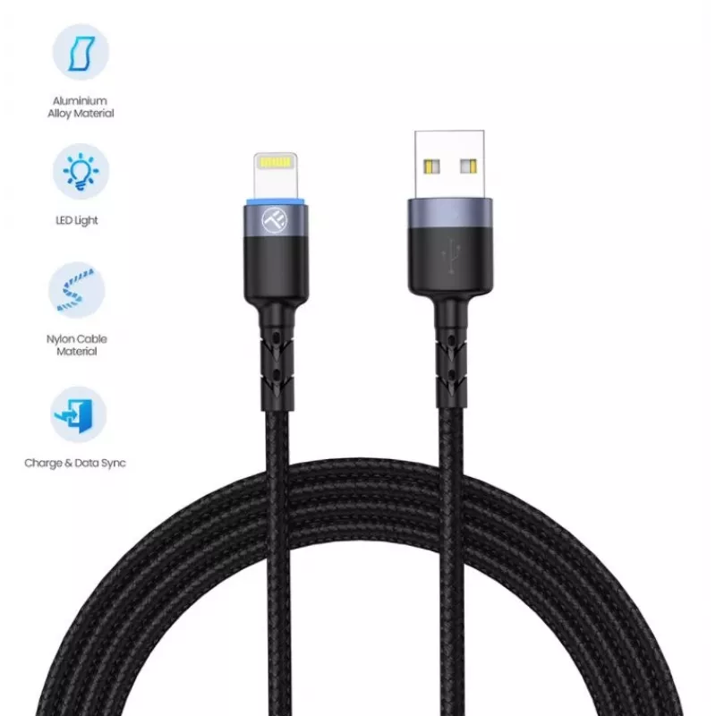 USB-auf-Lightning-Datenkabel Tellur 1,2 m Nylon geflochten schwarz