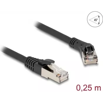 Netzwerkkabel DeLOCK RJ45 Cat.8.1 45° abgewinkelt 0,25 m schwarz