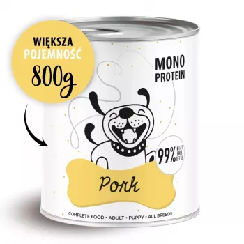 Nassfutter für Hunde PAKA ZWIERZAKA Pepe Pork 800 g — Alleinfuttermittel für ausgewachsene Hunde, 85 % Feuchtigkeit, 8,3 % Protein, 5,5 % Fett
