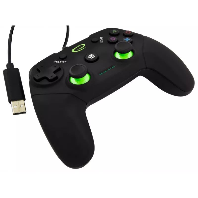 Gamepad ESPERANZA EGG110K kabelgebundenes USB mit Vibration, 12 Tasten, 1,5 m Kabel — für PC und PS3