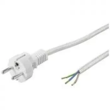 Wentronic Goobay geerdetes Stromkabel hitzebeständig zur Selbstmontage, 3 m, Weiß, Silber, Weiß-Silber - Typ F (Typ F, CEE 7/7) > lose Kabelenden (50504)