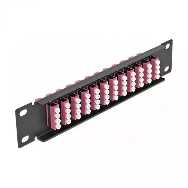 Glasfaser-Patchpanel DeLOCK 10 Zoll 12 Port LC Quad Violett 1U Schwarz
