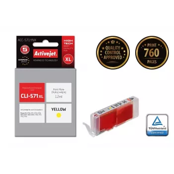 Activejet ACC-571YNX Tinte (Ersatz für Canon CLI-571XLY; Supreme; 12 ml; gelb)