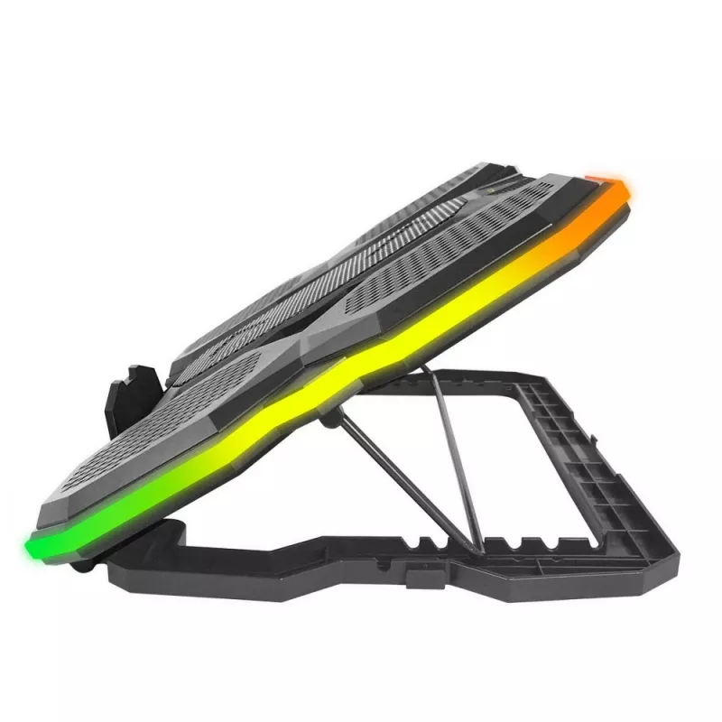 Laptop-Kühlpad ESPERANZA EGC107 – 3 Lüfter 1200–2600 U/min, 390×255×38 mm, USB PD, RGB, 5 Höhenpositionen, schwarz