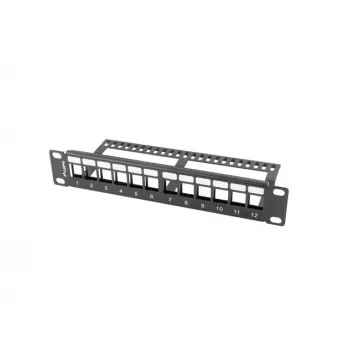 Rack-Blindplatte LANBERG PPKS-9112-B, 12-Port, 1HE, Metall, grau, 254×44,5×99,3 mm