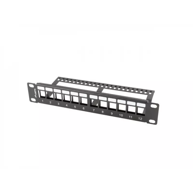 Rack-Blindplatte LANBERG PPKS-9112-B, 12-Port, 1HE, Metall, grau, 254×44,5×99,3 mm