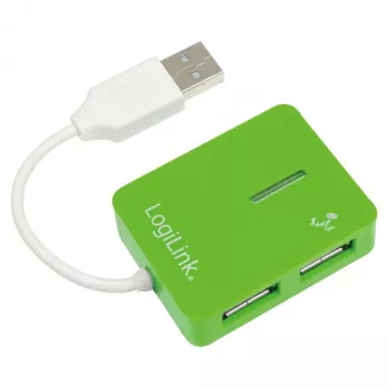 USB-Hub LOGILINK UA0138 — 4‑Port USB 2.0 Hub, grün, bis zu 480 Mbit/s
