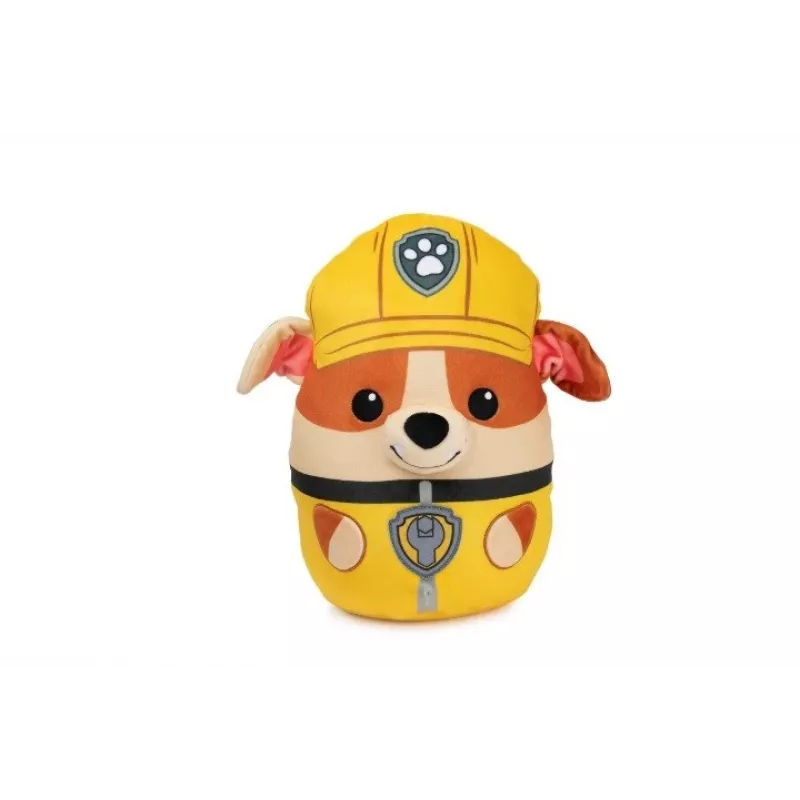 PAW Patrol Rubble Squish Plüschtier, offizielles Spielzeug aus der beliebten Zeichentrickserie, kuscheliges Stofftier für Kinder ab 1 Jahr, 30 cm