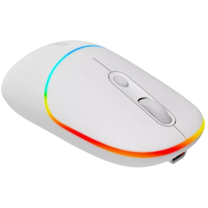 Canyon MW-22 CNS-CMSW22SW Maus – 2-in-1 Bluetooth/2,4 GHz – optisch – 800/1200/1600 DPI – 4 Tasten – RGB-Beleuchtung – wiederaufladbar – Schneeweiß
