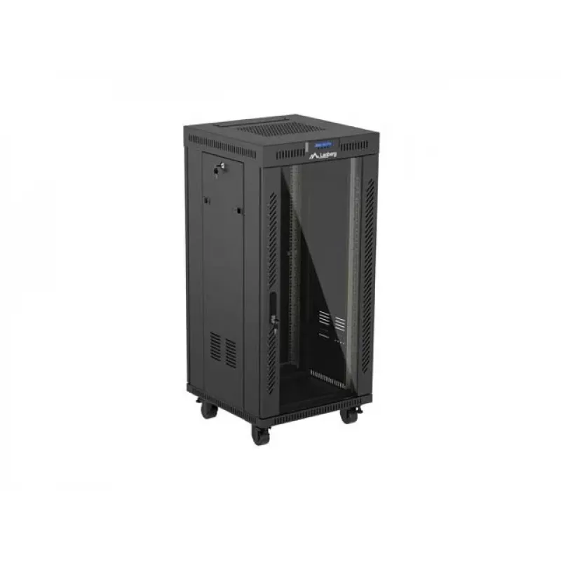 Freistehendes Rack-Gehäuse LANBERG FF01-6624-12BL 24U 19 Zoll 600×600 mm, IP20, 1200 kg, Schwarz