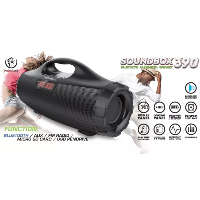 Mobiler Lautsprecher Rebeltec SoundBox 390 Schwarz
