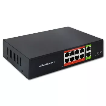 Netzwerk-Switch QOLTEC FAST Ethernet PoE 8xRJ45 mit 2xRJ45 Uplink