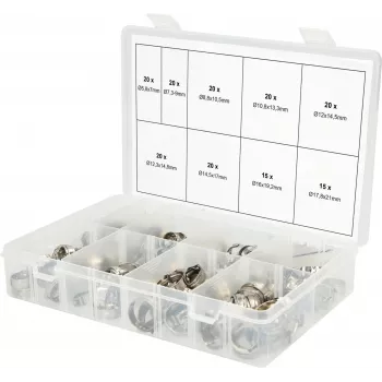 Schlauchschellen ks tools 970 – 170-teiliges verstellbares 1-Ohr-Set, Durchmesser 5,8–21 mm