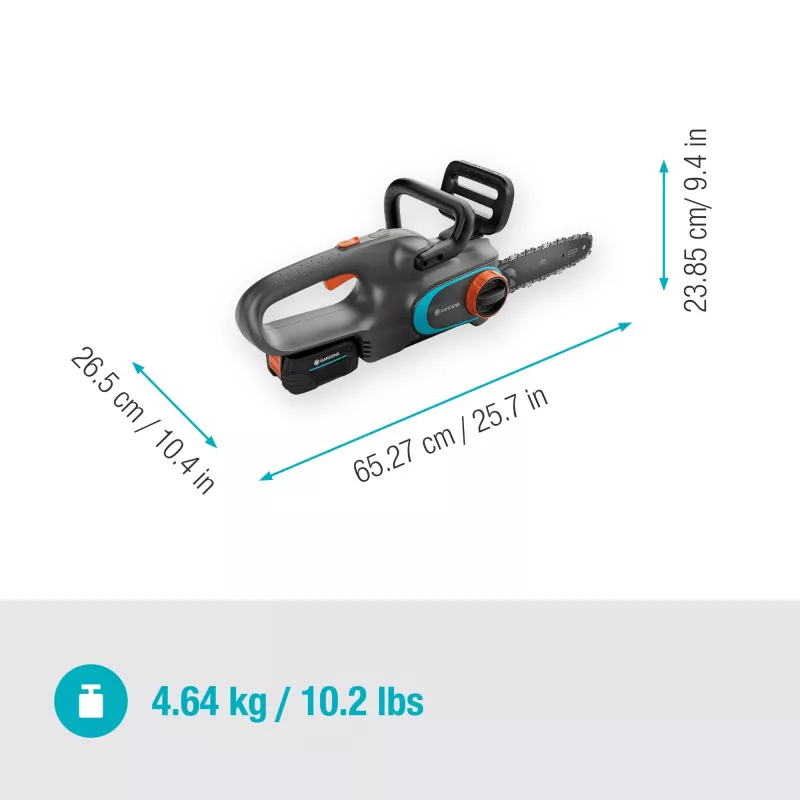 Akku-Kettensäge PowerSaw 250/18V P4A Ready-To-Use Set (Grau/Türkis, Li-Ion Akku 2,5Ah P4A, POWER FOR ALL ALLIANCE)