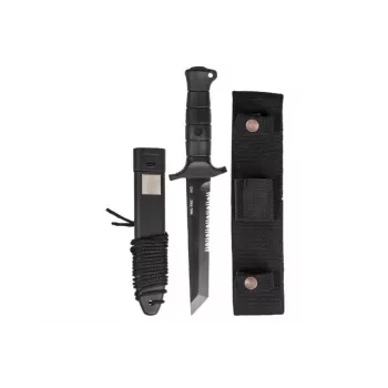 Kampfmesser Mil-Tec 2000 — Multifunktionsmesser, 440A-Edelstahlklinge 165 mm, glasfaserverstärkter Polyamidgriff und -scheide, Nylon-Gürtelhalter