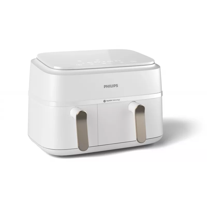 Philips 3000 series NA353/10 Fritteuse Doppelt 9 L Standgerät 2750 W Heißluftfritteuse Silber, Weiß