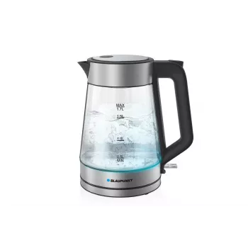 Blaupunkt EKG401 elektrischer Wasserkocher 1,7 l 2200 W Glasgehäuse, Edelstahlakzente, Wasserstandsanzeige
